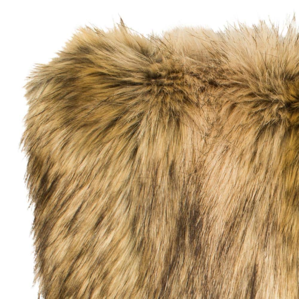 Golden Noir 20" Brown and Champagne Faux Fur Pillow