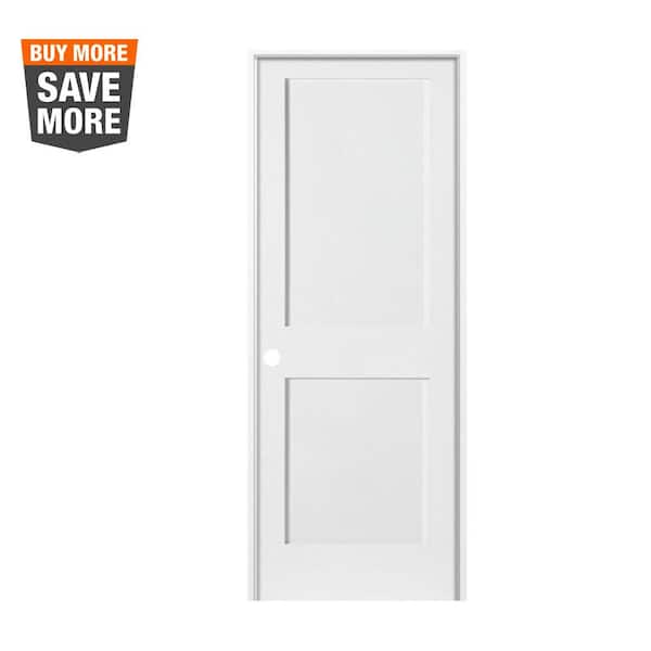 Krosswood Doors 30 in. x 80 in. Craftsman Shaker Primed MDF 2-Panel Right-Hand Hybrid CoreWood Single Prehung Interior Door