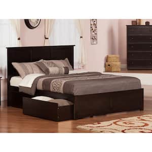 Madison Espresso King Platform Bed with Flat Panel Foot Board and 2 Urban Bed Drawers