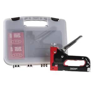 3-Way Stapler for Fabrics, Wood, Crafts, Construction, and Bulletin Boards - Staples and Carrying Case Included (Red)