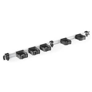 37 in. Universal Garage Storage Rail System with 5 Black One-Size-Fits-All Holders