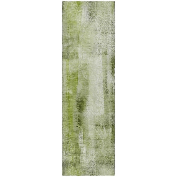 Dream Shag Premium Machine Washable Abstract ADS537 Sage 2 ft. x 7 ft. Runner Rug