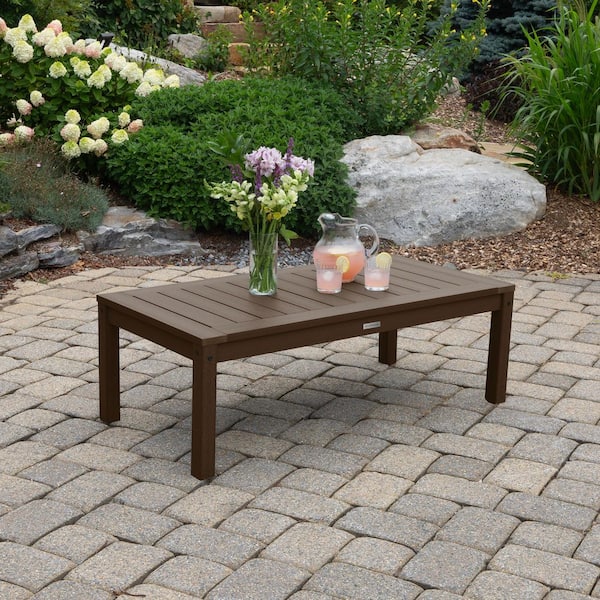 Highwood Adirondack Weathered Acorn Rectangular Recycled Plastic Outdoor Coffee Table