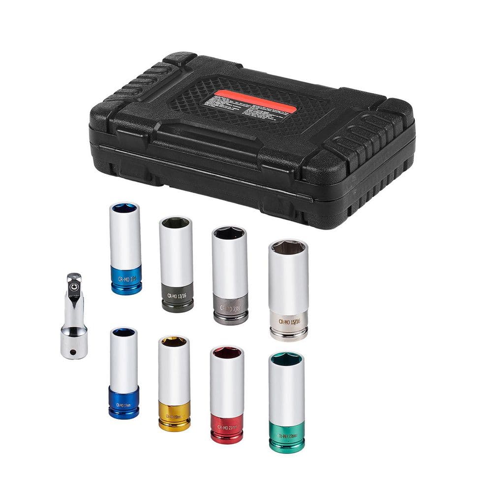SKYSHALO Lug Nut Impact Socket Set, 1/2 in. Drive Metric and