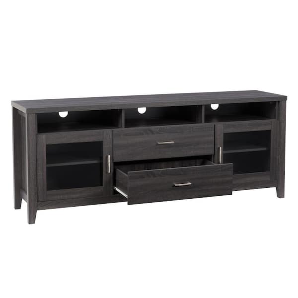 CorLiving Hollywood Dark Gray TV Cabinet with Drawers, for TVs up to 85 in.