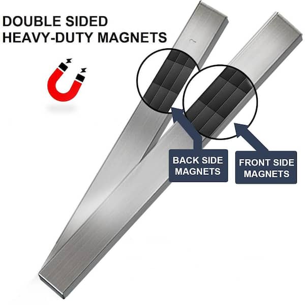 17 in. Stainless Steel Magnetic Knife Holder Double-Sided Knife Strip for Refrigerator or Wall with Non-Slip Pads