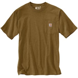 Men's XX-Large Tall Oiled Walnut Heather Cotton/Polyester Loose Fit Heavyweight Short Sleeve Pocket T-Shirt