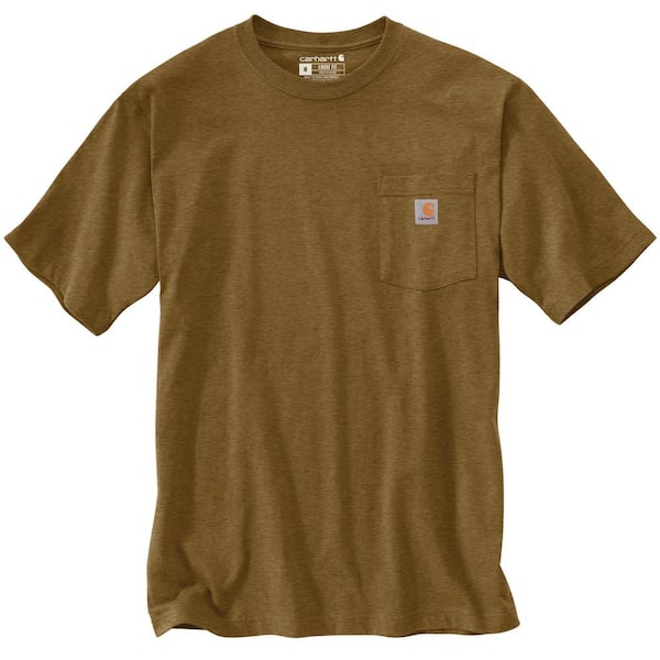 Carhartt Men's Large Tall Oiled Walnut Heather Cotton/Polyester Loose Fit Heavyweight Short Sleeve Pocket T-Shirt