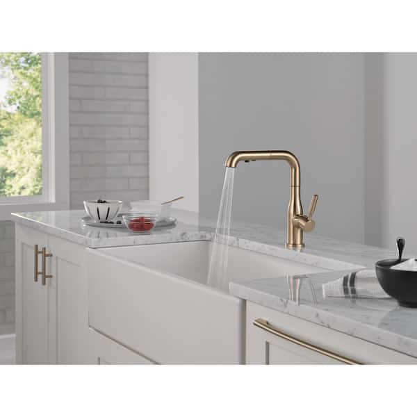 Delta Almari Gold Single Handle Pull Out Sprayer Kitchen Faucet