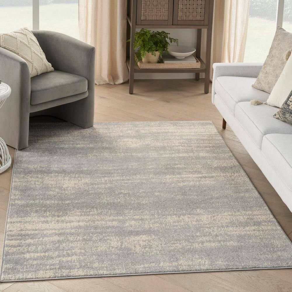 Essential Abstract Grey/Beige Synthetic 4' x 6' Outdoor Rug