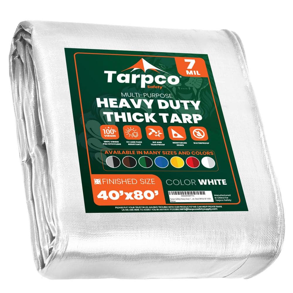 TARPCO SAFETY 40 ft. x 80 ft. White 7 Mil Heavy Duty Polyethylene