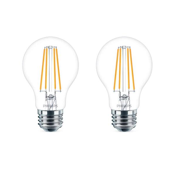 Philips 60-Watt Equivalent A19 Dimmable Energy Saving Clear Glass Indoor/Outdoor LED Light Bulb Daylight (5000K) (4-Pack)