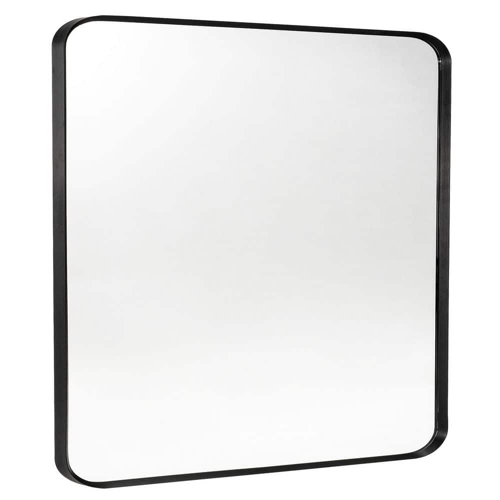 Black 30 in. W x 36 in. H Wall-Mounted Rectangle Metal Framed Mirror Bathroom Vanity Mirror, Anti-Rust, Tempered Glass price history on PriceWatchPro