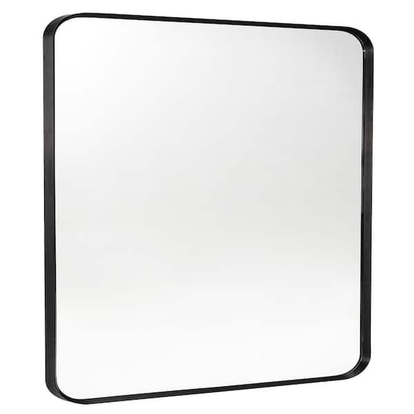 Black 30 in. W x 36 in. H Wall-Mounted Rectangle Metal Framed Mirror Bathroom Vanity Mirror, Anti-Rust, Tempered Glass