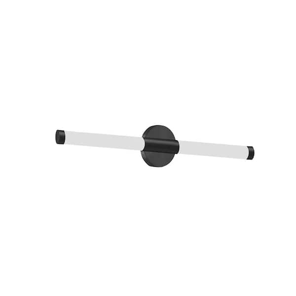 Dainolite Corvette 24 in. 1 Light Matte Black LED Vanity Light Bar with White Acrylic Shade