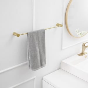 4-Piece Bath Hardware Set with Towel Bar Towel Hook and Toilet Paper Holder in Brushed Gold