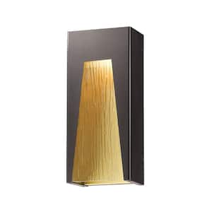 Millenial 14 W 18  in.  Bronze Gold  Integrated LED Aluminum Hardwired Outdoor Weather Resistant Wall Sconce Light