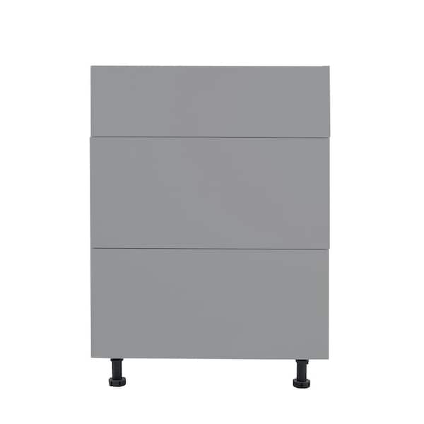 Cambridge Radiance 30 in. W x 24 in. D x 34.50 in. H Ready to Assemble Slab Drawer Base Kitchen Cabinet in Matte Grey