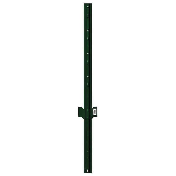 Everbilt 1-1/4 in. x 3/4 in. x 3 ft. 14-Gauge Green Steel U-Fence Post with Anchor Plate