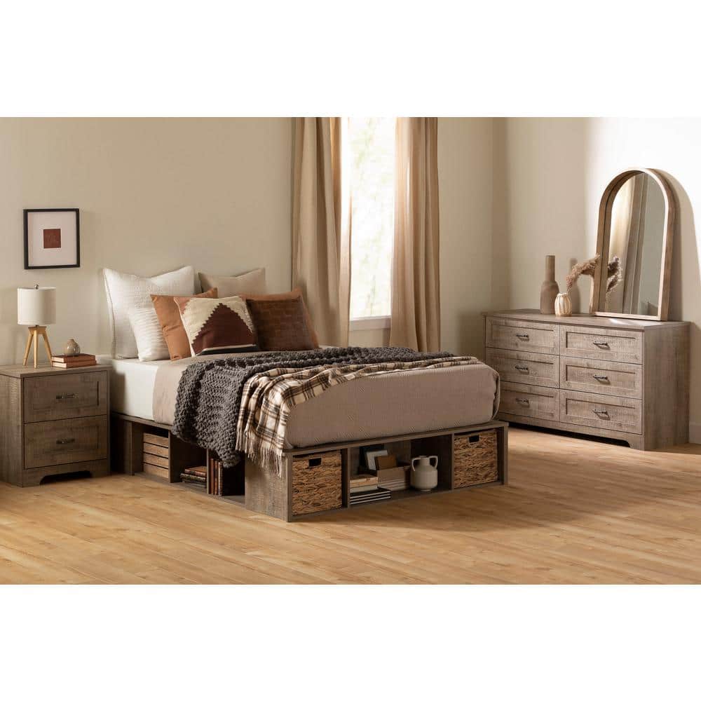 Prairie 2-Drawer Nightstand, Weathered Oak