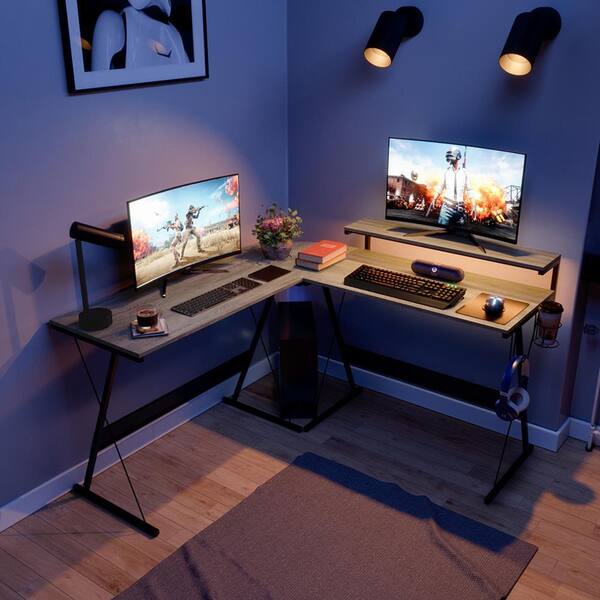 gray oak computer desk