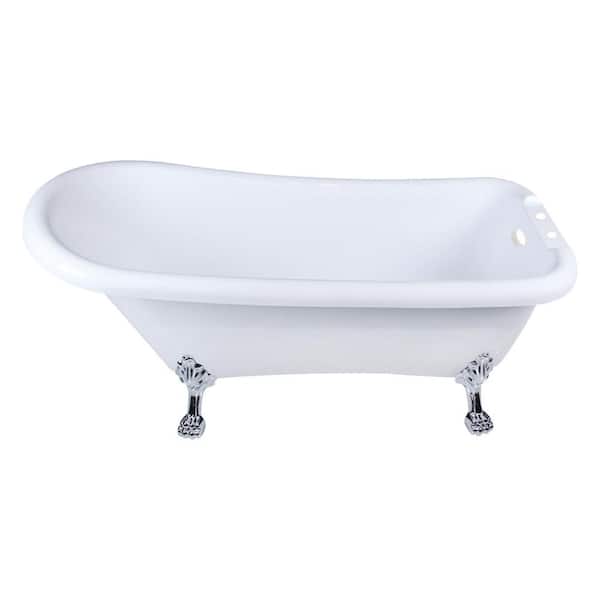 Kingston Brass Aqua Eden Slipper Clawfoot 67 in. x 28 in. Soaking Bathtub in Polished Chrome