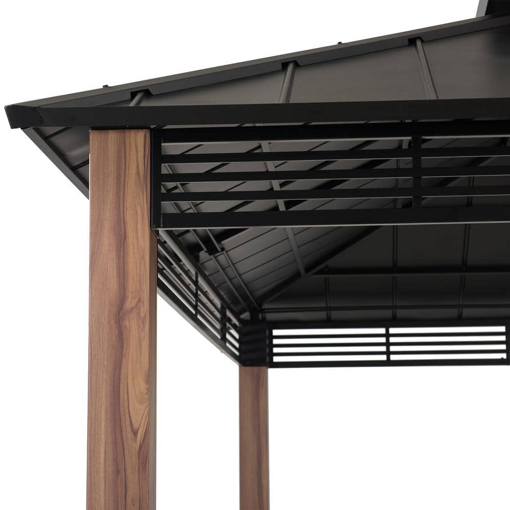 Sunjoy Roberts 13 x 15 ft. Black Steel Frame Hardtop Gazebo