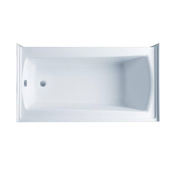 Aquatic Cooper 30in x 60 in. Whirlpool Bathtub Acrylic Right Drain in White Rectangular Alcove with Heater