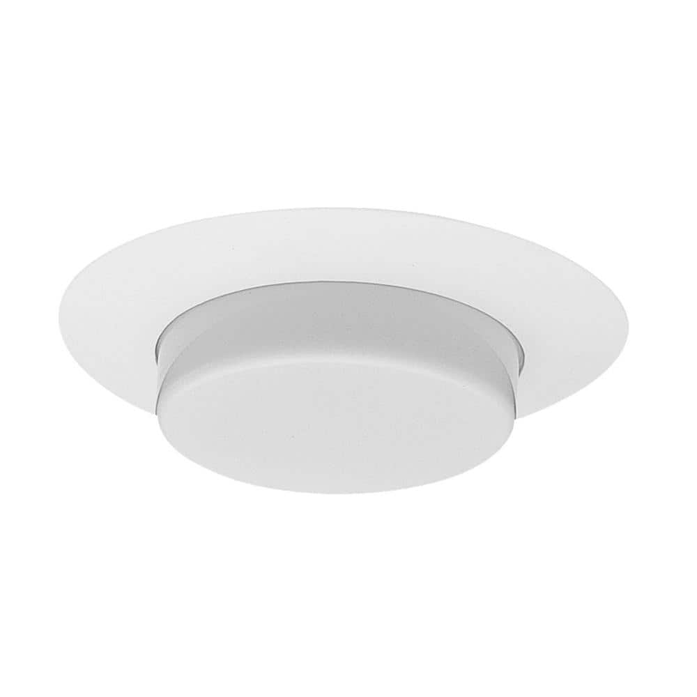 6-Inch White Glass Recessed Shower Trim with Opal Lens