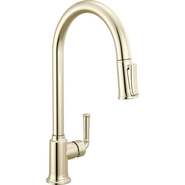 Tolmac Single Handle Pull Down Sprayer Kitchen Faucet in Polished Nickel