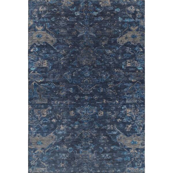 Mayfield Premium Machine Washable Abstract AMF2322 Navy 9 ft. x 12 ft. Area Rug