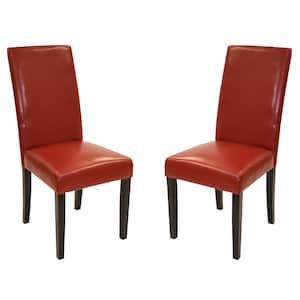 Red Bonded Leather Jorma Side Chair (Set of 2)