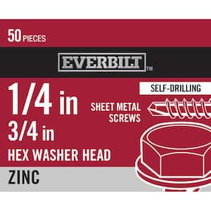 #14 x 3/4 in. Zinc Plated Hex Head Sheet Metal Screw (50-Pack)