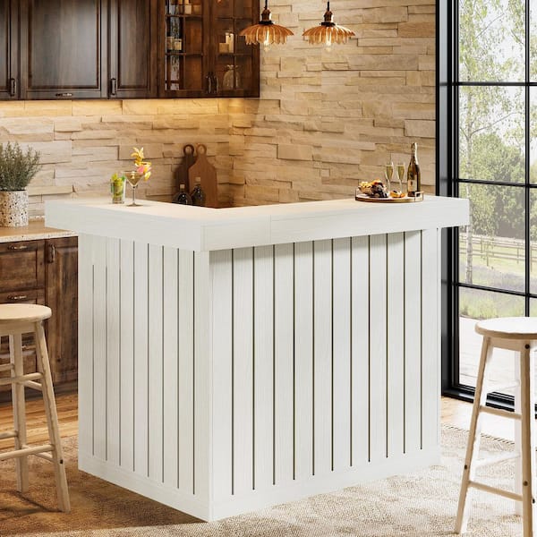 BYBLIGHT Kearsten 43.3 in. H L-shaped Bar Table with 3-Muti-Bottle