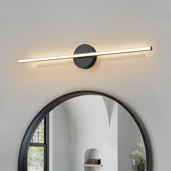 Olivia 23.8 in. 1-Light Black Modern LED Vanity Light Bar for Bathroom