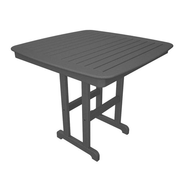 POLYWOOD Nautical 44 in. Slate Grey Plastic Outdoor Patio Counter Table