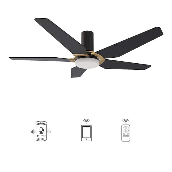 CARRO Voyager 48 in. Dimmable LED Indoor/Outdoor Black Smart Ceiling Fan with Light and Remote, Works with Alexa/Google Home