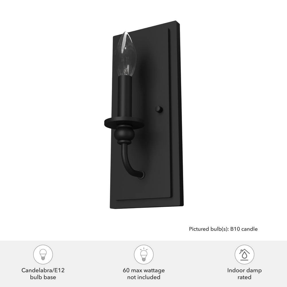 Southcrest Cottage Elegance Dimmable Wall Sconce in Flat Matte Black