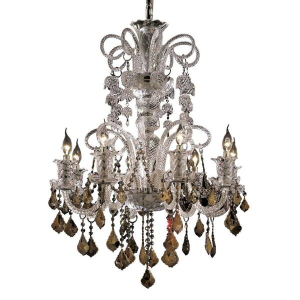 Elegant Lighting 8-Light Chrome Chandelier with Golden Teak Smoky Crystal