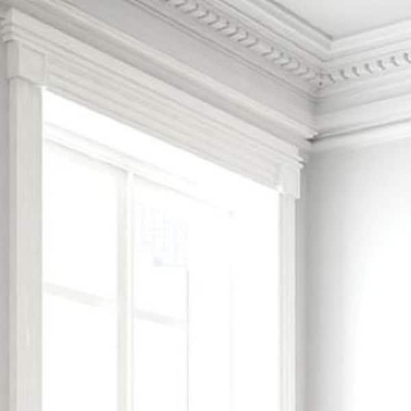 Alexandria Moulding 9/16 in. D x 3-5/8 in. W x 96 in. MDF Primed Crown Molding Pack (4-Pack)