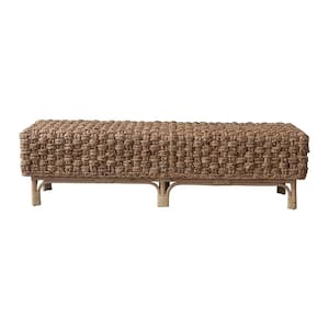 Natural Dining Bench Elegant Water Hyacinth and Rattan 64.17 in.