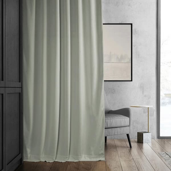 Reflection Grey Velvet Rod Pocket Blackout Curtain - 50 in. W x 120 in. L  (1 Panel)