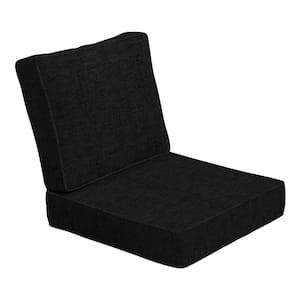 ProFoam 24 in. x 24 in. 2-Piece Deep Seating Outdoor Lounge Chair Cushion in Black Leala