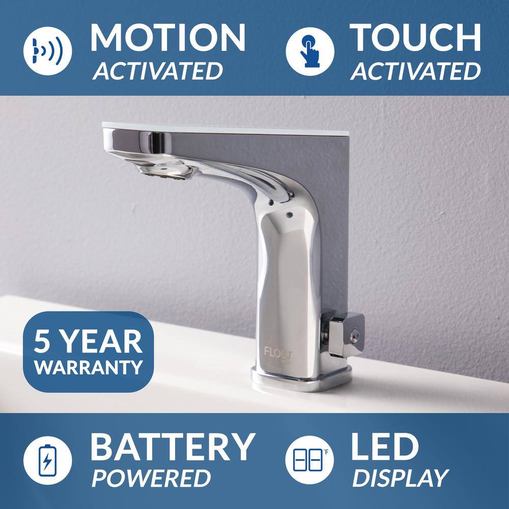 Chrome Touchless Bathroom Faucet with Drain Assembly