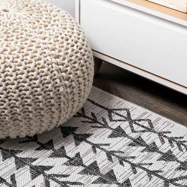 Grey Black Bohemian Tribal Area Carpet, Retro Grid Small Entrance