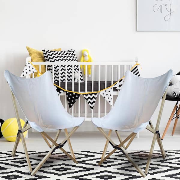 White Canvas and Bamboo Butterfly Chair