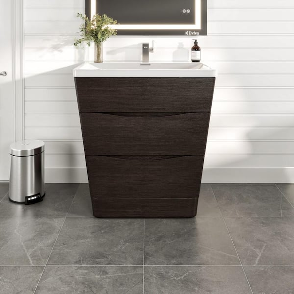 Victoria 32 in. Single Sink Chestnut Bath Vanity with White Acrylic Top (Assembled)