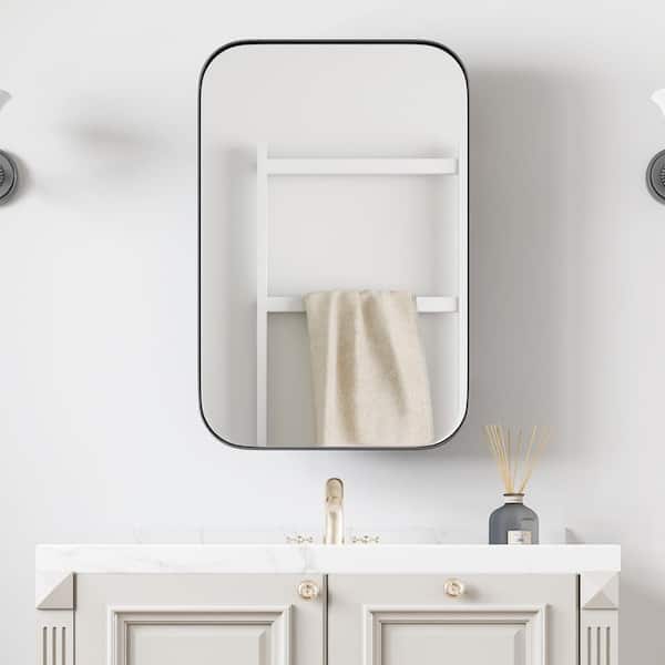 Dovelina H 16 in. W x 24 in. H Rectangular Shape Recessed or Surface Mount Medicine Cabinet with Mirror in Balck