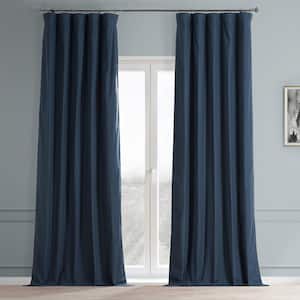 Noble Navy Blue Dune Textured Hotel Blackout Cotton Curtain - 50 in. W x 108 in. L (1 Panel)