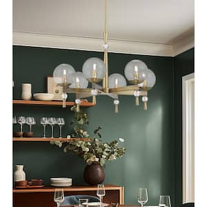 Populuxe 6-Light Oxidized Aged Brass Chandelier with Clear Volcanic Glass Shades